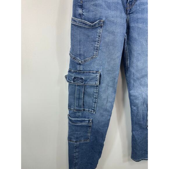 American Eagle Super Baggy High Rise Cargo Skater Jeans Size 2 Y2K Streetwear - Picture 11 of 15